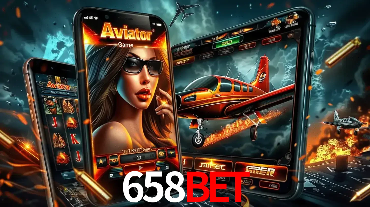 O popular jogo de apostas Aviator exibido em vários celulares e tablets, mostrando a interface emocionante e a ação de voo disponíveis para jogar agora no 658BET.